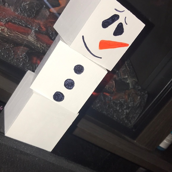 Other - New Handmade Snowman 3 blocks 2 Faces CHRISTMAS